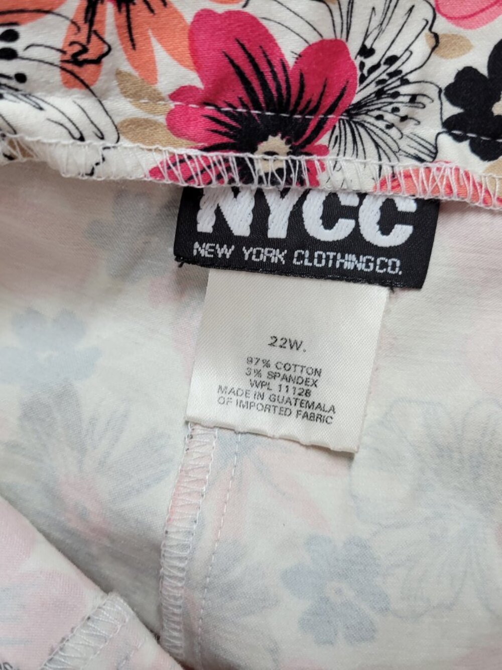 New York Clothing Co Floral Capri Pants Size 22W Black Pink Slit FLO233E - Picture 9 of 10
